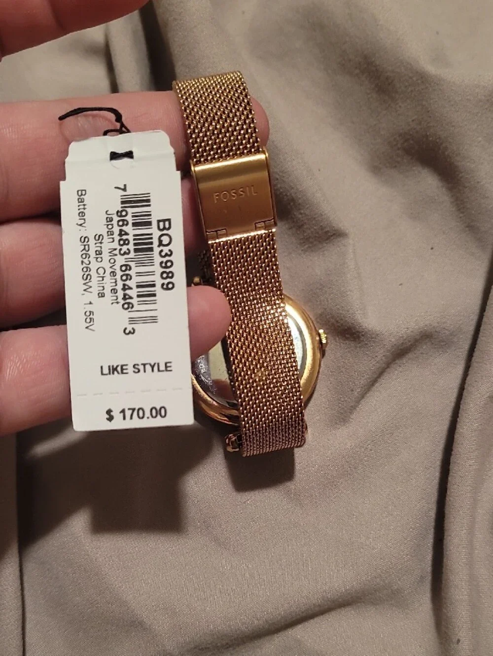 Fossil Rose Gold Mesh Crystal Accent Women's Watch